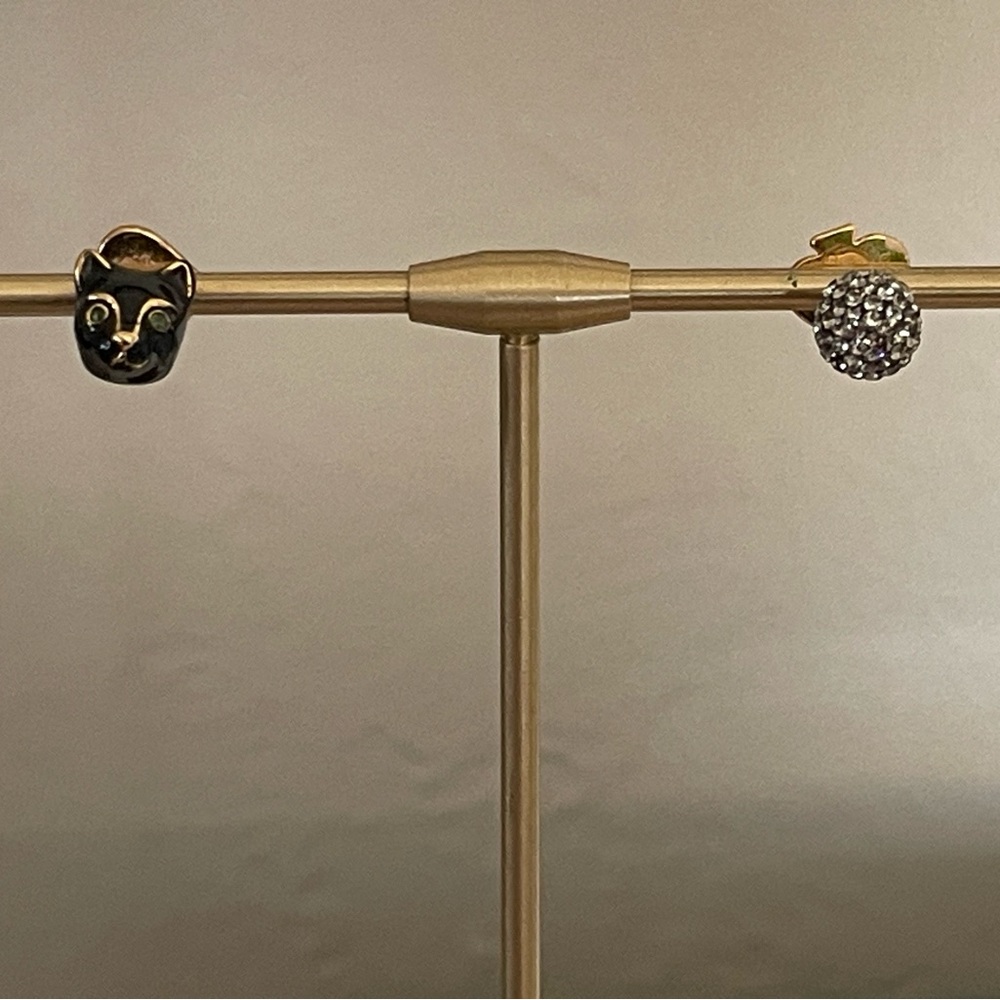 Kate Spade - Earrings & matching black rhinestone cat ear bracelet
